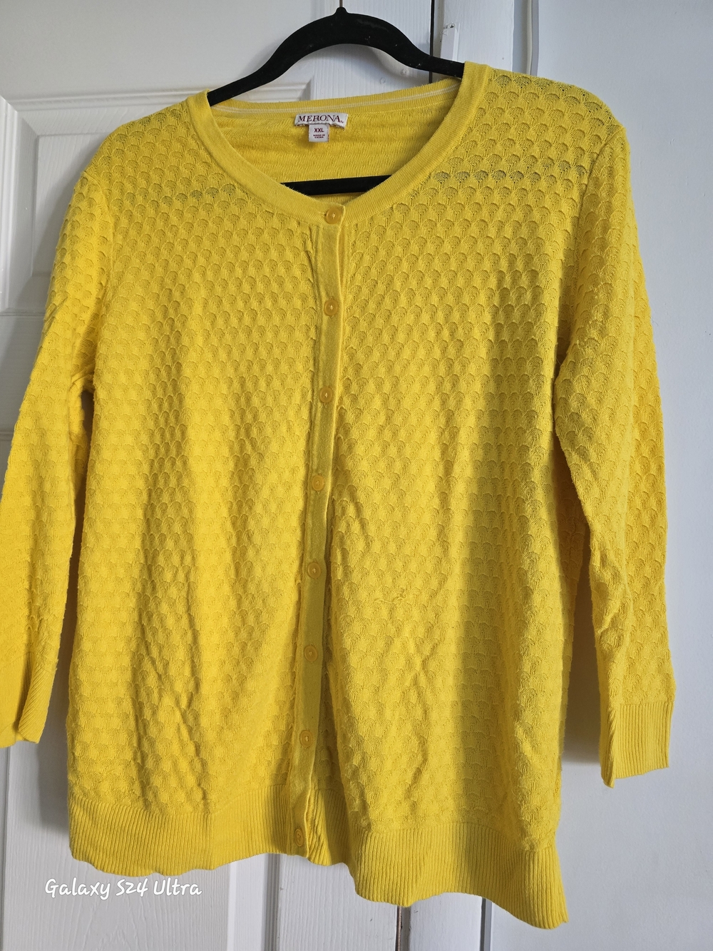 Merona Yellow Textured Button-Up Cardigan Sweater XXL